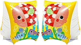 PLCatis Kids Arm Bands 3-4-5 Years Swimming Arm Floats Safe Children Armbands Have Fun in Water Yellow Sea Theme Fish Great Buoyancy 23cm*15cm Swimming Arm Floats Keep Kids Afloat in the Pool