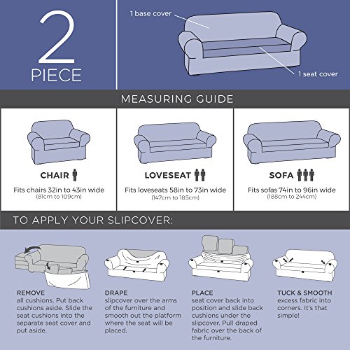 Maytex Reeves Stretch 2 Piece Sofa Furniture Cover Slipcover, Red #TOP4