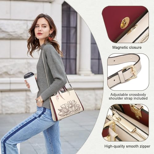 Image of FOXLOVER Medium Tote Bag for Women Designer Vintage Satchel Handbags Top-handle Purses