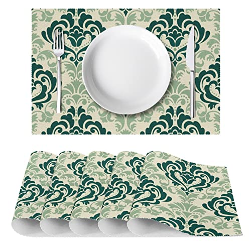 Sets de table vert résistant à la chaleur pour repas de fête - 3