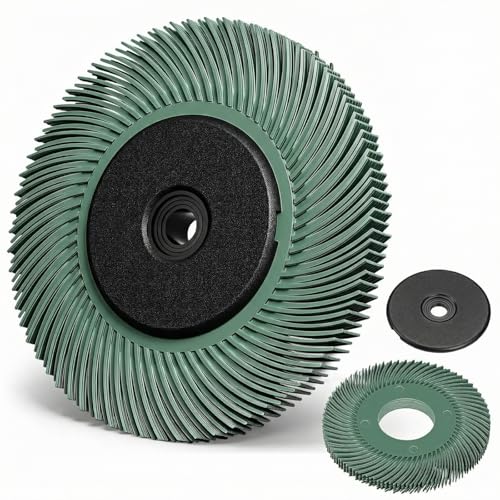 Image of Sieral 50# Radial Bristle Brush, 6 in x 1 /2 in x 1 in, Nylon Bristle Disc with Adaptor for Metal Polishing & Rust Removal(Green)