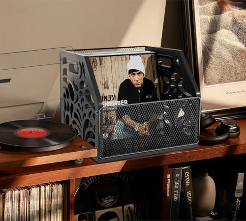 CILXGQLN Vinyl Record Holder, Sturdy Wooden Album Storage for Vinyl Records, Holds 70+ LPs, Perfect for Records, Files, Books & Magazines (Black) - Thumbnail 2