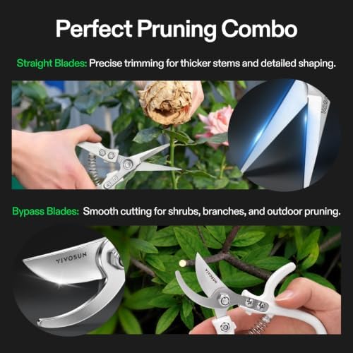 VIVOSUN 2-Pack Pruning Shears for Gardening, Straight & Bypass Scissors — 사진 4
