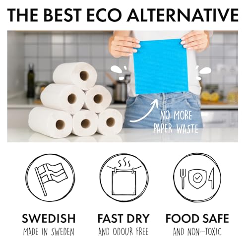 Swedish Dish Clothes 10 Pack of Assorted Colors Reusable Compostable Kitchen Cloth Made in Sweden Cellulose Sponge Dish Cloths for Washing Dishes by Yexperitz - Image 6