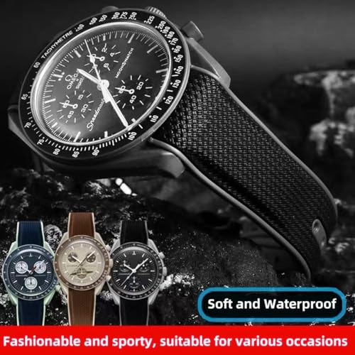 Danxancy Bands for Moonswatch Watch,Curved End Rubber Watch Strap Deployment Buckle Compatible with Omega X Swatch Moonswatch Speedmaster Replacement Band for Men Women by Danxancy - Used condition - Image 2