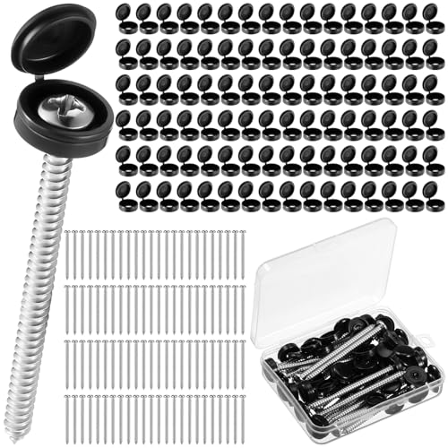 Zhengmy 96 Set Shutter Fasteners Screws Caps, 3 Inch 304SS, Black