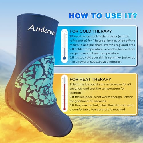 Andecoco Ankle Ice Pack Wrap Reusable Foot Ice Pack Compression Freeze Sleeve for Ankle Sprain, Plantar Fasciitis, Achilles Tendonitis — view 6