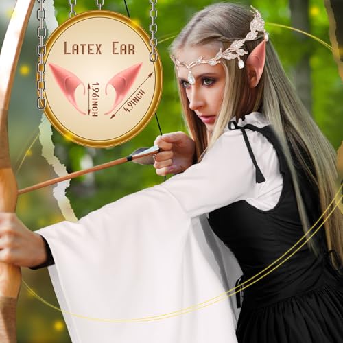 Image of Bonuci 6 Pcs Medieval Renaissance Fairy Costume Women Halloween Elf Cosplay Outfits Victorian Dress Elf Ears Fairy Headpiece