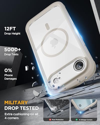 Image of Miracase Magnetic for iPhone Air Case 6.5 inch [Compatible with MagSafe] Full-Body Phone Case with Built-in Glass Screen Protector & Camera Control,Drop Proof iPhone 17 Air Case Cover, Grey Titanium