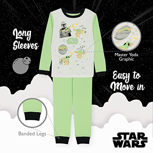 Star Wars Boys' The Mandalorian 4-Piece Snug-Fit Cotton Pajama Set, Grogu Is Jedi, 4 Green #TOP3