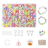 KOBOKO Juegos de perlas para niñas, perlas para pulseras infantiles, pulseras para niños, perlas para enhebrar, para hacer ideas, anillos, cumpleaños, manualidades, regalo para niñas 4, 5, 6, 7, 8, 9
