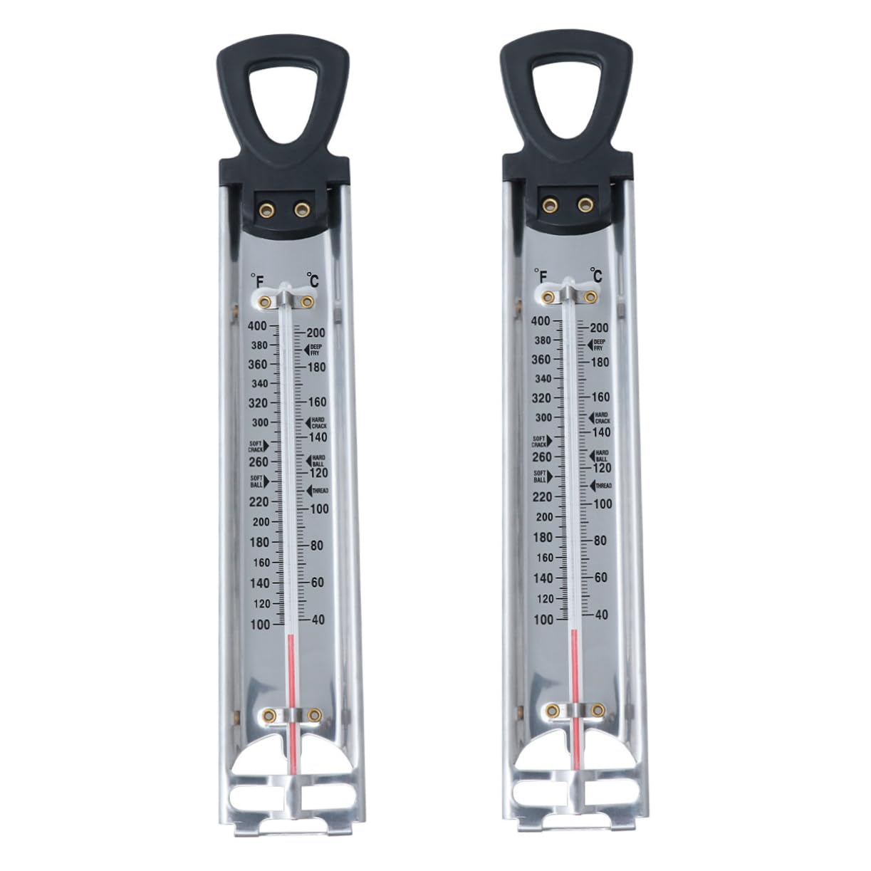 Healifty 2PCS Jam Thermometer Double Scale Display Candy Syrup Gauge Hanging Design for Accurate Sugar and Deep Frying Measurement Kitchen