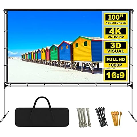 GZKYYLEGS Projector Screen with Stand,100 Inch Outdoor Projector Screen and Stand,Thickened Wrinkle-Free Outdoor Movie Screen and Sturdy Frame for Home Movie Theater Cover