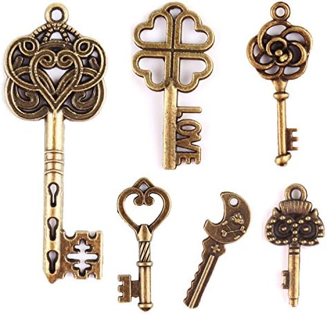 JuanYa Wholesale 70 Pieces Antique Bronze Vintage Skeleton Mixed Key Charms DIY Necklace Pendant for Handmade Jewelry Making