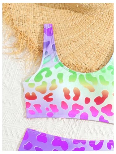 SweatyRocks Girl's 2 Piece Leopard Print Swimsuit High Waisted Bathing Suit Bikini Sets3