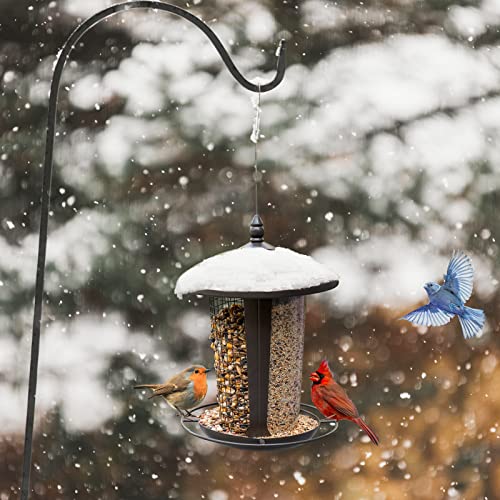 Bird Feeder Tall For Outside Hanging, Bird Seed For Outside Wild Bird Feeders For Garden Yard Outdoor Decoration, 2 Column Design For Different Approaching, Brown #TOP4