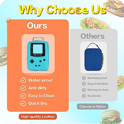 Hairao Kids Lunch Box Insulated Soft Lunch Bag Leather Lunch Box Gameboy Mini Cooler Back To School Thermal Meal Tote Kit Boys Girls Teens #TOP2
