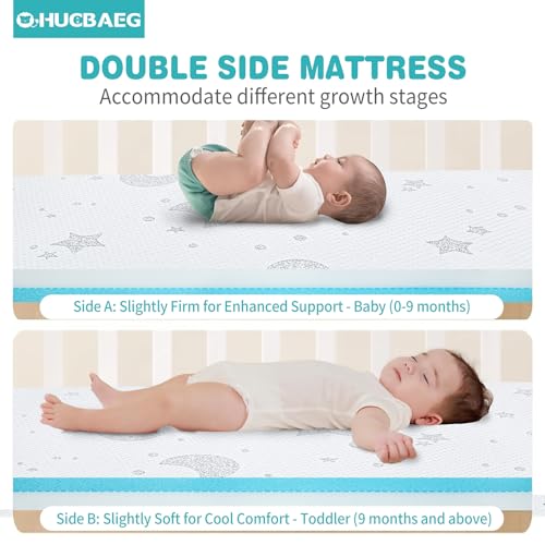 Image of Pack and Play Mattress, 38x26 Memory Foam Pack N Play Mattresses Pad with Breathable Removable Cover, High Resilience Dual-Sided Soft & Firm Support Mattress for Pack N Play
