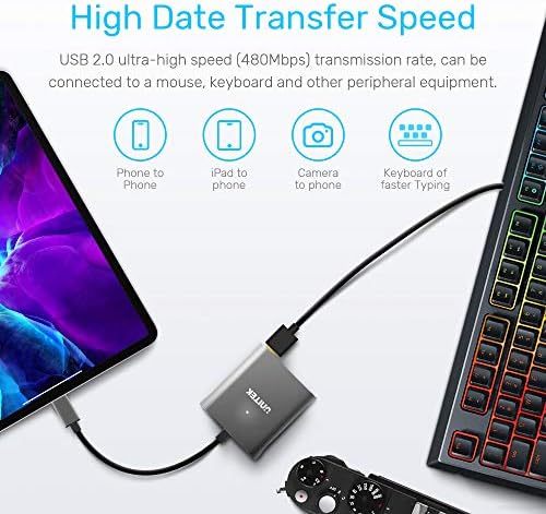 SD Card Reader USB C, Unitek 3 in 1 Type C to USB Camera SD/Micro SD Memory Card Reader Adapter 2TB Capacity for MacBook Pro/Air, iPad Pro, XPS, Samsung Galaxy S10/S9/S8 and More USB-C Devices