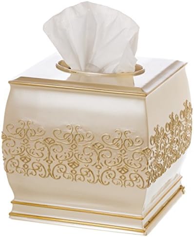 Shannon Tissue Box Cover Square, (6" x 6" x 5.75")  Decorative Bath Tissues Paper Napkin Holder- Modern Serviette Napkins Container- Durable Bottom Slider- For Cute Elegant Bathroom Decor