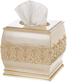 Shannon Tissue Box Cover Square, (6" x 6" x 5.75")  Decorative Bath Tissues Paper Napkin Holder- Modern Serviette Napkins Container- Durable Bottom Slider- For Cute Elegant Bathroom Decor