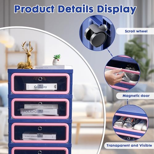 Image of Collapsible Shoe Rack Organizer Foldable Shoe Cabinet with Doors, Large Plastic Folding Shoe Cabinet, Easy Assembly Shoe Shelves Organizer for Entryway (6Tiers,12Pairs)