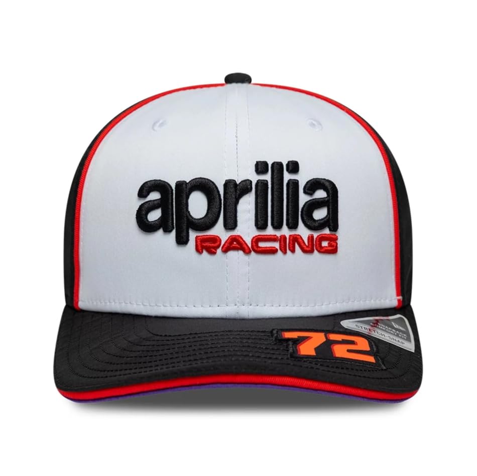 Aprilia Racing, Superbike, Moto, Collezione Ufficiale 2026, Pilota Marco Bezzecchi, Berretto da Baseball, Cappello, Regolabile, Bianco, Nero