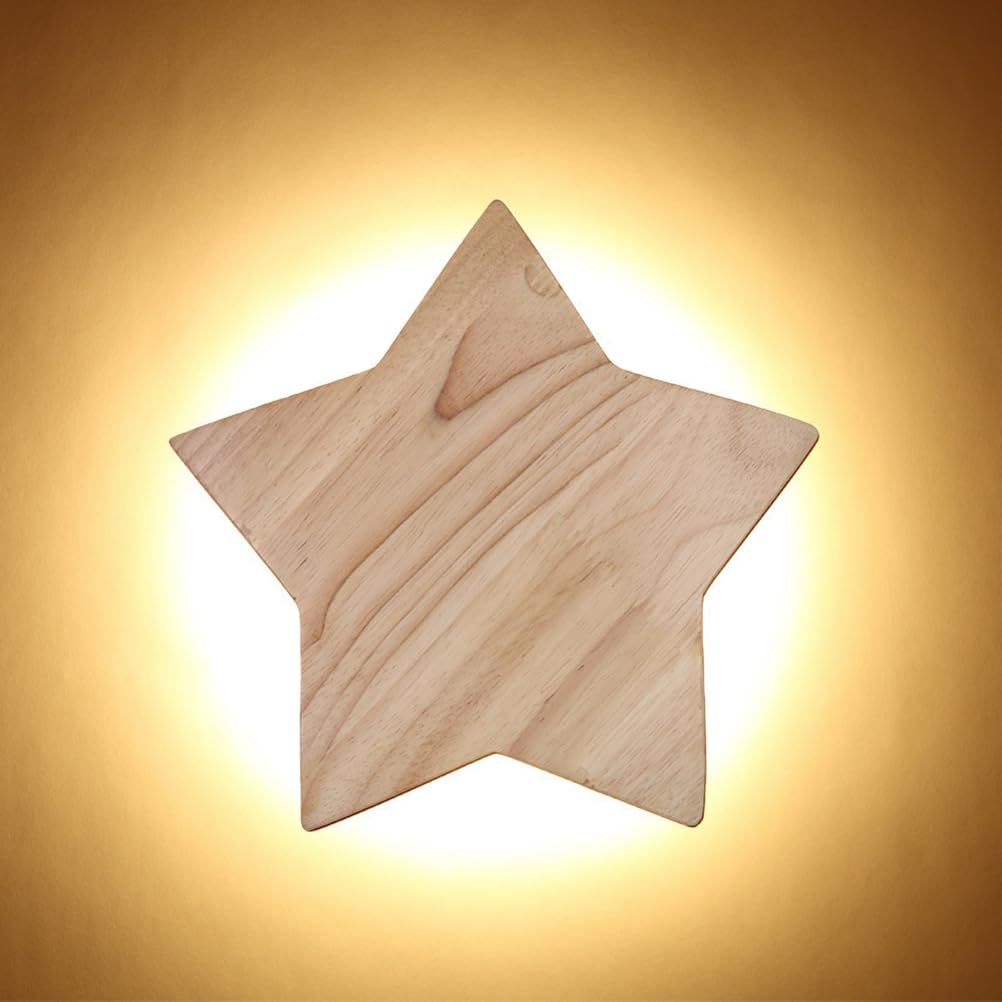 Lampa ścienna w kształcie gwiazdy, drewniana, do pokoju dziecięcego, LED, do wnętrz, 3000K, lampa w kształcie gwiazdy, dziewczynka, chłopiec, kreskówka, dekoracja sypialni do sypialni,22cm