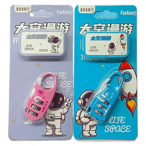 Image of SHAKTISM Mini 3-Digit Combination Lock, Multicolour Metal Padlock for Bags and Luggage, TSA Approved -1Pc Random Design Dispatched (Password Luggage Lock -D1)