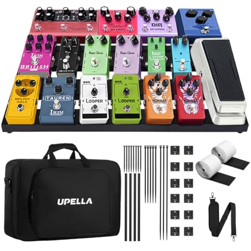 UPELLA Guitar Pedal Board Aluminum Guitar Effect Pedal Board 18'' x 12.5'' Guitar Effects Pedalboard Accessories with Carrying Bag