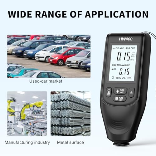 Medidor Digital de Espesor de Recubrimiento, 0 a 2000 μm, para Pintura y Acabados en Superficies Ferrosas y No Ferrosas, Ideal para Industria Manufacturera, Laboratorios y Talleres (Negro) miniatura 3