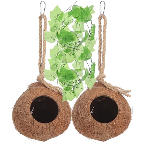 Mikikit Nido para Mascotas pequeño de cáscara de Natural, Juego de 4 Piezas con casa para Reptiles y Geckos, Ambiente cómodo y Compacto para Reptiles y hámsters pequeños