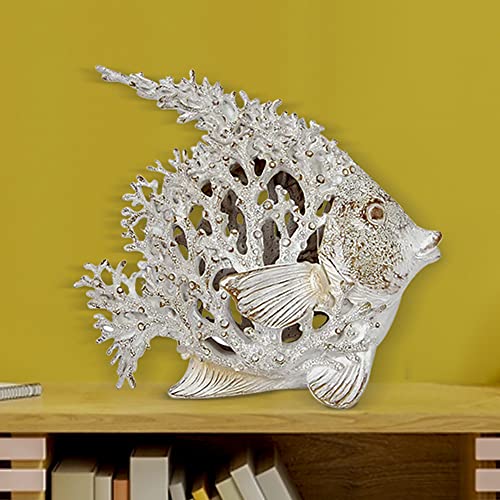 Ocean Decor White Coral Reef Angelfish Beach Home Decor Coral Look Polystone Tabletop Collection #TOP2