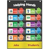 ABCxGOOD Helping Hands Pocket Chart,Classroom Jobs and Management Pocket Chart, Preschool Classroom Must Haves Supplies, Great for Classroom Homeschool. (Black) (Black, 29