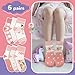 Queenshin Pink Watercolor Flowers Girls Novelty Socks Cute Silly Cartoon Funny Fashion Kids Ankle Socks 6 Pairs Birthday Gift 8-11Y Christmas Stocking Stuffers