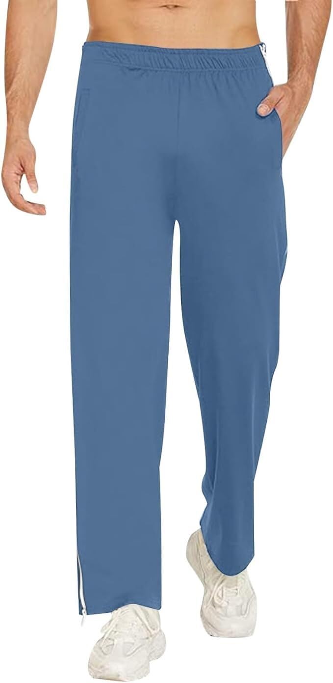 Revalidatiebroek Heren Joggingbroek Met Zakken M-3XL, Wijde Trainingsbroek Met Zijkant En Ritssluiting Op Het Been, Wijde Pijpen, Wijde Joggingbroek, Casual(Brown,M