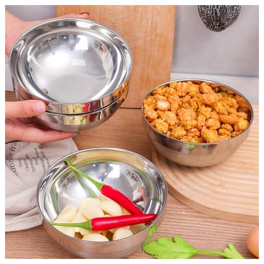 550ML Stainless Steel Anti Scalding Bowls Thickened Large Capacity Salad Bowls Soup Rice Noodle Food Container Kitchen Tableware