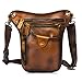 Le'aokuu Sac De Jambe Moto Sac à la Taille en Cuir véritable Sac à bandoulière de Loisirs (0 211-5 T-Or)