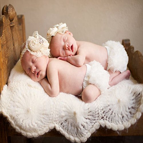 NEWMIND 2pcs Roupas de Bebê Menina Plissado Rendas Calças Shorts Bloomers Fralda Fralda Capa