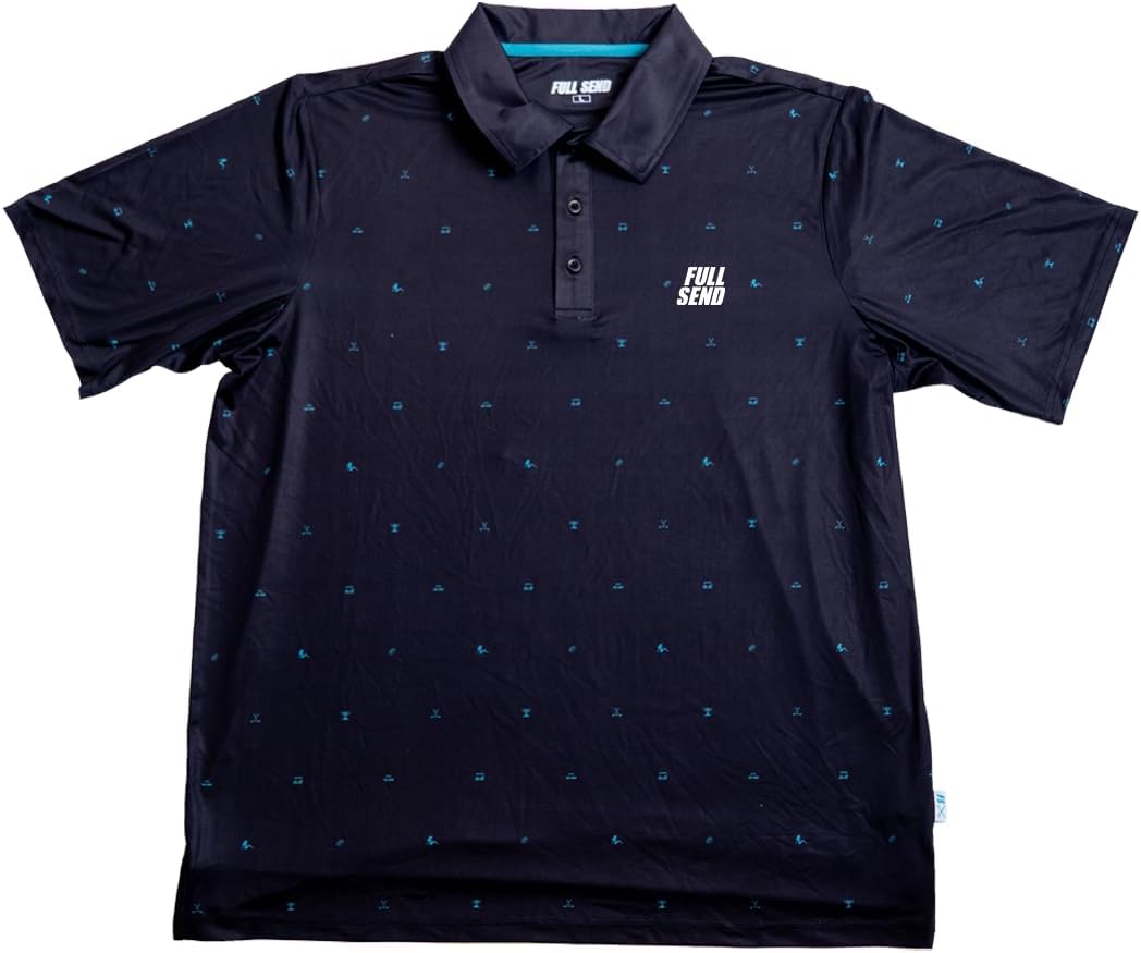 FULL SEND Golf Polo – Performance Fit, Lightweight, Breathable, Moisture-Wicking, Stretch Golf Shirt for On/Off Course
