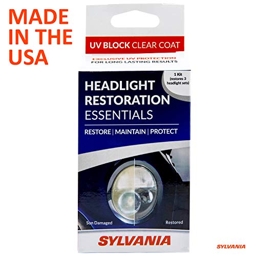 SYLVANIA - Headlight Restoration Essentials Kit - UV Block Clear Coat, Most Important Step to Restore Sun Damaged Headlights, Surface Activator, UV Protection for Clearer Headlights - 1 Fl Oz