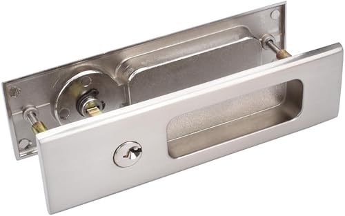 Miniatura 3 de Cerradura de puerta corredera invisible empotrable con llaves para puerta de bolsillo, puerta de madera de granero, accesorios para muebles de