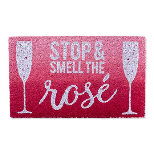 DII Natural Outdoor Coir Doormat Decorative Cocktail Mat Collection, 17x29, Smell The Rose