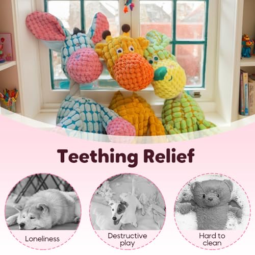 2026 New Indestructible Dog Toy, Durable Dog Stuffed Toys for Aggressive Chewers, Interactive Squeaky Chew Teething Toys for Small Medium Large Dogs Puppy (Brown)