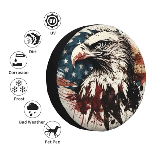 Image of Spare Tire Cover American Eagle and Flag Wheel Covers USA Flag Weatherproof Universal Wheel Protectors for Rv SUV Camper Travel Trailer 17 Inch