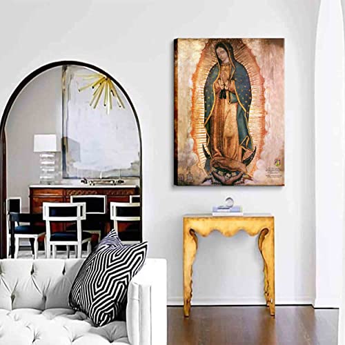 Alternative view of Mexico Our Lady of Guadalupe Portrait Canvas Wall Art Decor Religious Catholic Poster Prints Picture for Altar Living Room Bedroom Decoration,Lamina enmarcada de Nuestra SeÃ±ora de Guadalupe