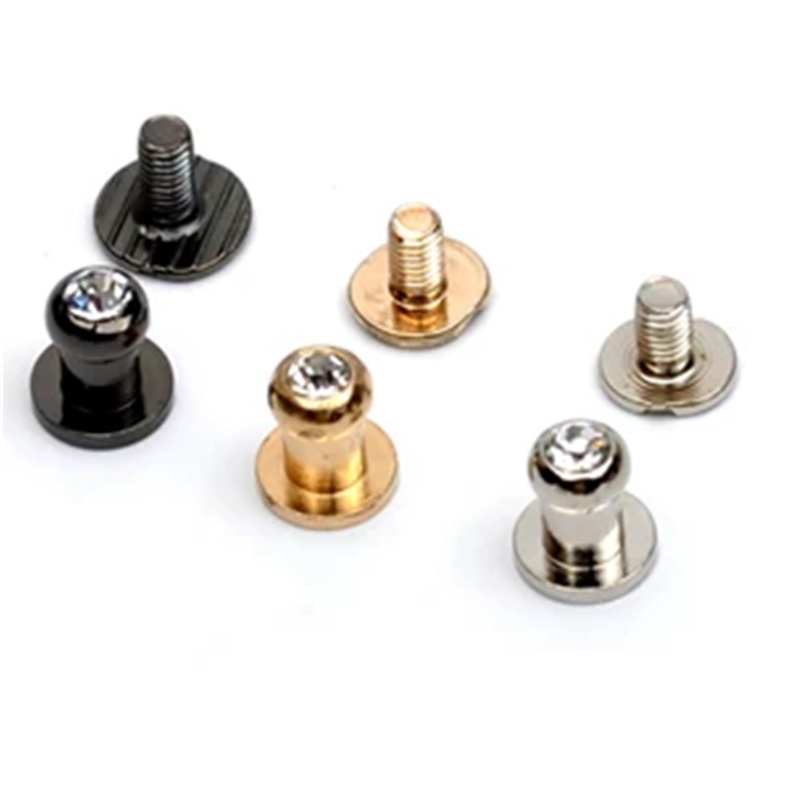 Mlyvax Mixed Colors 120Pcs Glass Diamond Rhinestone Screw Rivets For Leather Craft, 5X7x8mm Brass Studs