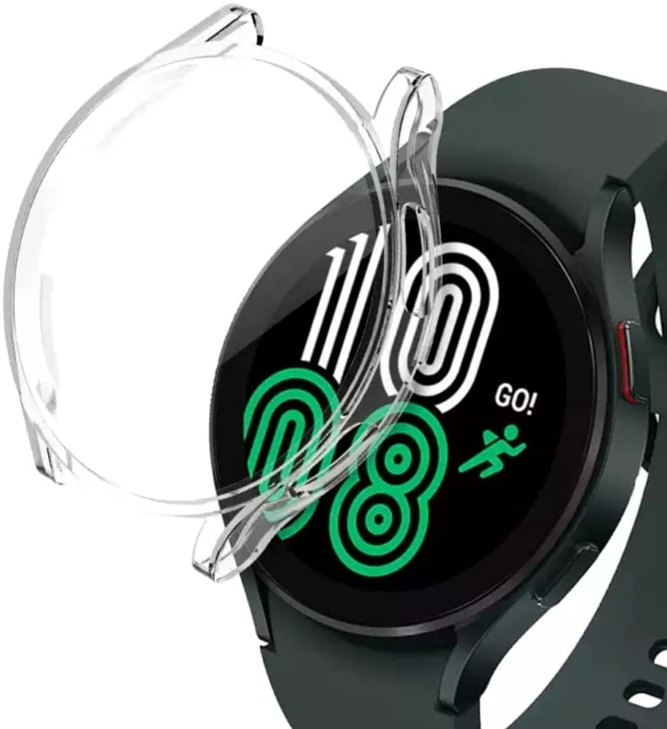 AWH Full Case Protector Compatible with Samsung Galaxy Watch 4 44mm, TPU Case Frame, (Clear)