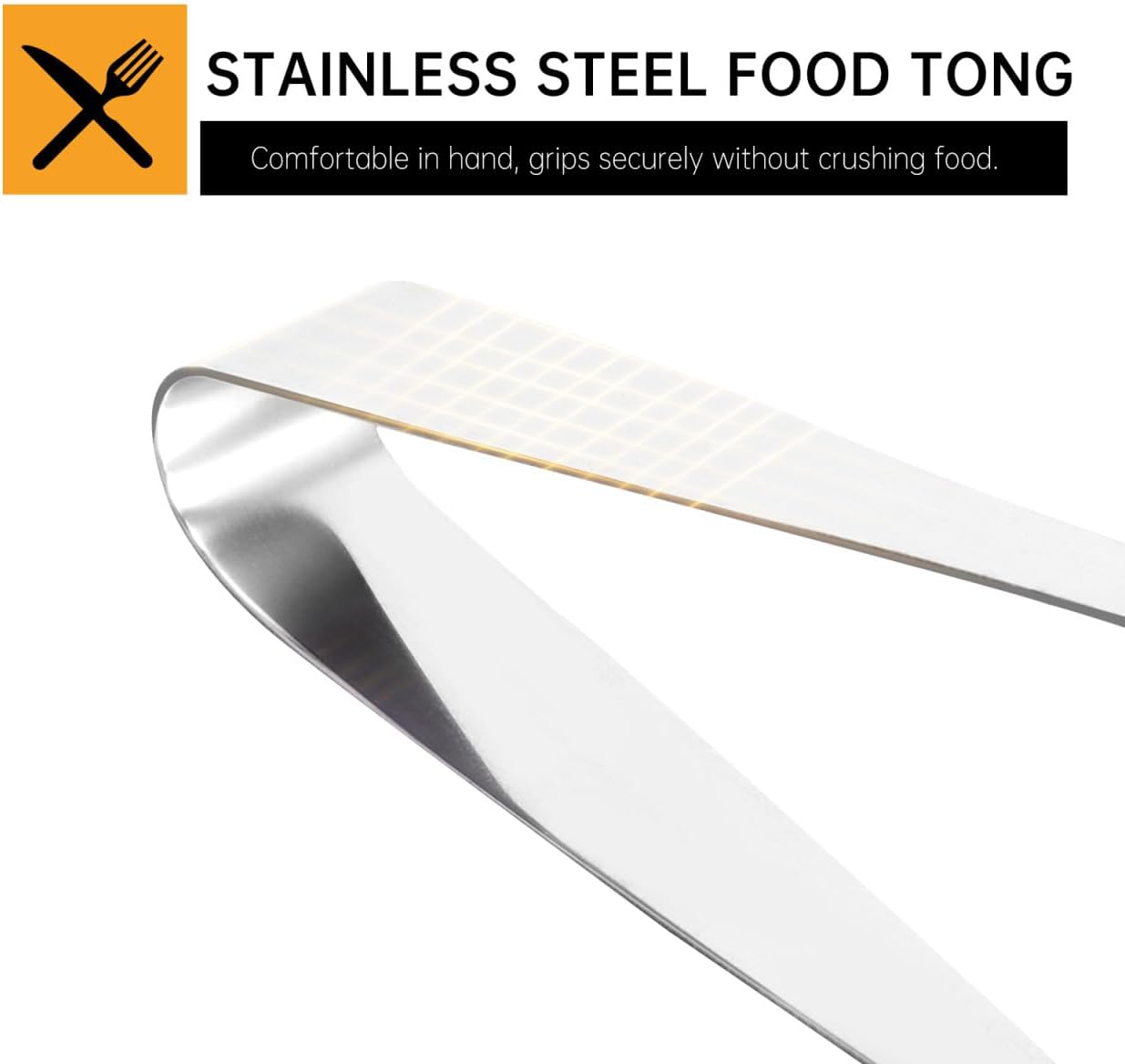 6 Pcs Stainless Steel Food Tongs Ergonomic Tongs for Ice Cubes Sugar Cubes Bread Cheese Fruits for Dining Parties Weddings and Events