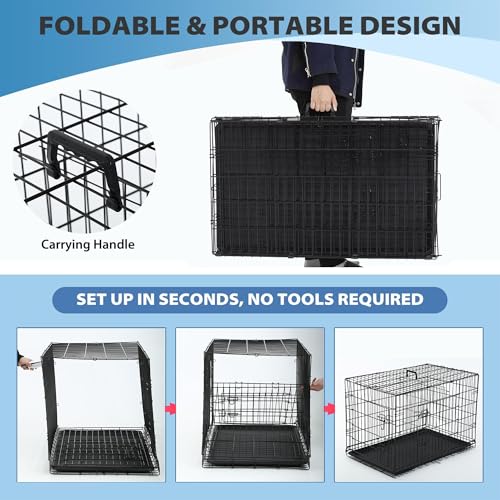 Image of BestPet | Dog Crate | 42 inch | Black | Foldable Metal Kennel with Single Doors